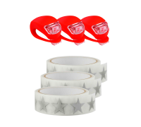 Набор BSK-R3 аксессуаров в коляску: светоотражающие звезды и 3 фонарика светодиодных красных