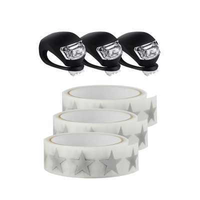 Набор BSK-B3 аксессуаров в коляску: светоотражающие звезды и 3 фонарика светодиодных черных