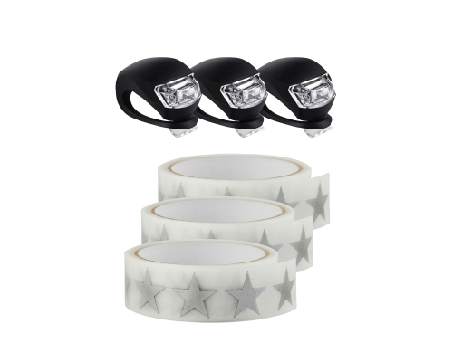 Набор BSK-B3 аксессуаров в коляску: светоотражающие звезды и 3 фонарика светодиодных черных