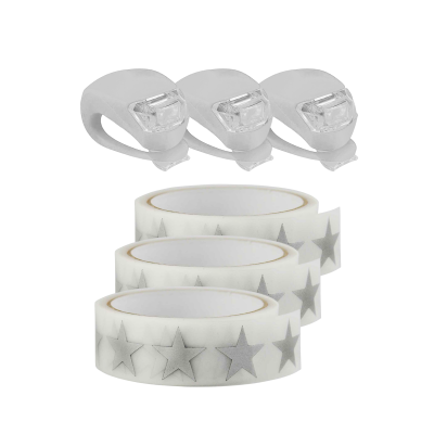 Набор BSK-W3 аксессуаров в коляску: светоотражающие звезды и 3 фонарика светодиодных белых