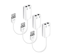 Аудио адаптер переходник USB для микрофона, два разъема mini-jack 3.5 мм, 3 шт