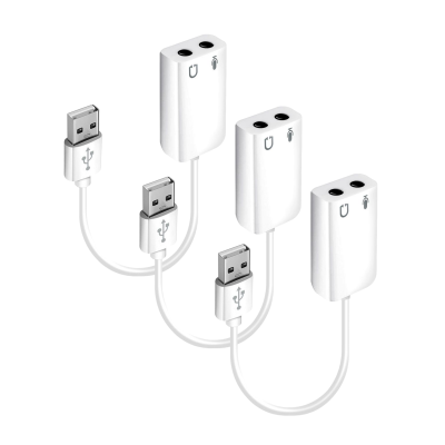 Аудио адаптер переходник USB для микрофона, два разъема mini-jack 3.5 мм, 3 шт