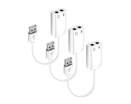 Аудио адаптер переходник USB для микрофона, два разъема mini-jack 3.5 мм, 3 шт