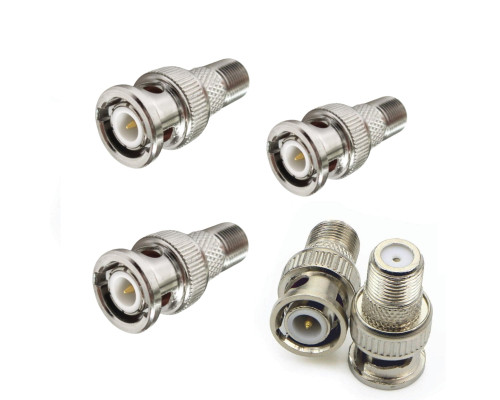 Переходник гнездо F (мама) - штекер BNC (папа), 5 шт