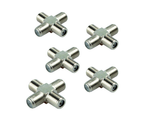 Разветвитель F (мама) на 4 гнезда (четверник), 5 шт