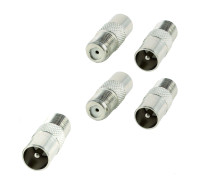 Переходник гнездо F (мама) - штекер TV (папа), 5 шт