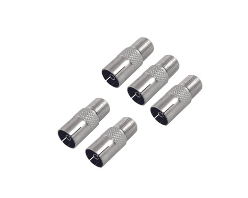 Переходник гнездо F (мама) - гнездо TV (мама), 5 шт