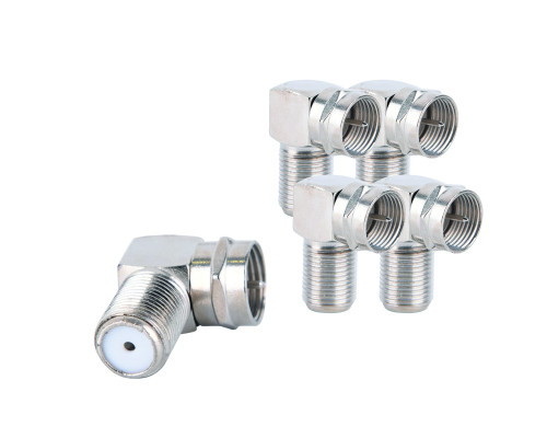 Переходник гнездо F (мама) - штекер F (папа), угловой, 5 шт