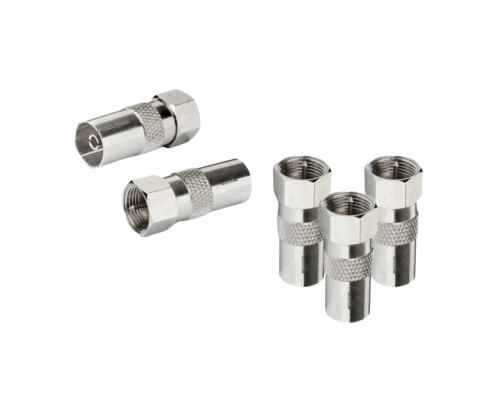 Переходник гнездо TV (мама) - штекер F (папа), 5 шт