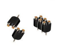 Переходник 2 гнезда RCA (мама) - штекер 3.5 мм стерео (3 pin) mini-jack (папа), 5 шт