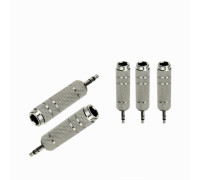 Переходник гнездо jack 6.3 мм (мама) - штекер jack 3.5 мм (папа), стерео (3 pin), металл, серебристый, 5 шт