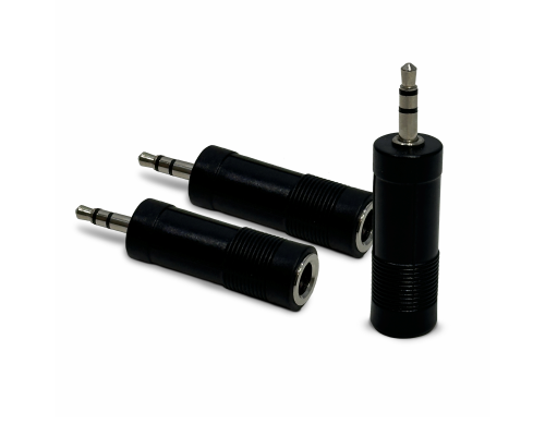 Переходник гнездо jack 6.3 мм (мама) - штекер jack 3.5 мм (папа), стерео (3 pin), 3 шт