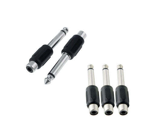 Переходник гнездо RCA (мама) - штекер моно (2 pin) jack 6.35 мм (папа), 5 шт