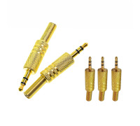 Разъем штекер mini-jack 3.5 мм (папа) стерео (3 pin) с пружиной, металл, золотистый, 5 шт