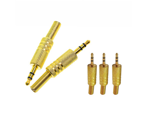 Разъем штекер mini-jack 3.5 мм (папа) стерео (3 pin) с пружиной, металл, золотистый, 5 шт