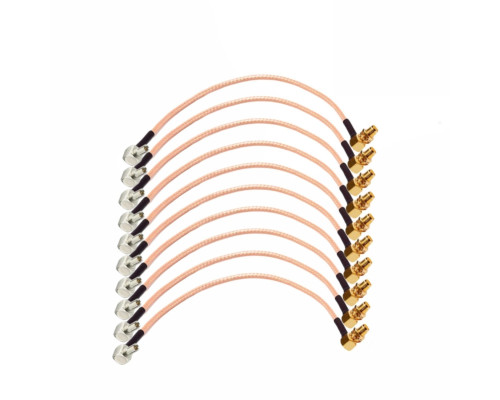 Комплект пигтейл-переходников TS9 - SMA female угловой, кабельная сборка, 10 шт, 15 см