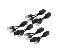 Комплект из 3 переходников и 3 разветвителей для передачи данных и PoE, RJ45, цвет черный