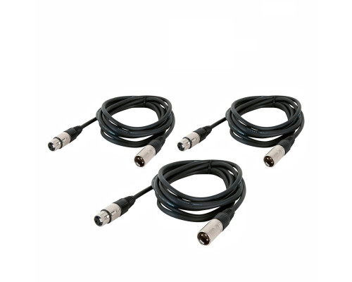 Кабель для микрофона XLR (M) - XLR (F), 1.5 м, 3 шт