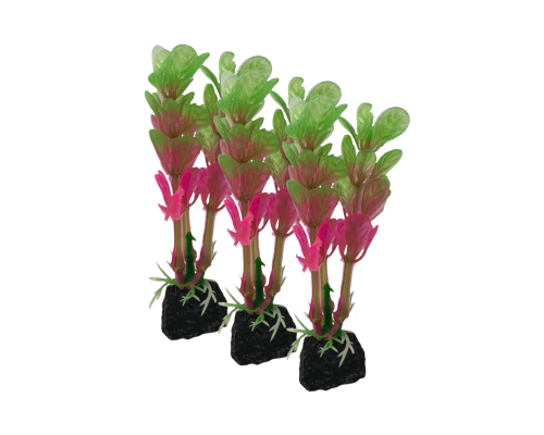 Растение искусственное, декор для аквариума, Альтернантера розовая, 3 шт