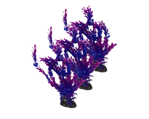 Растение искусственное, декор для аквариума, Людвигия фиолетовая, 3 шт