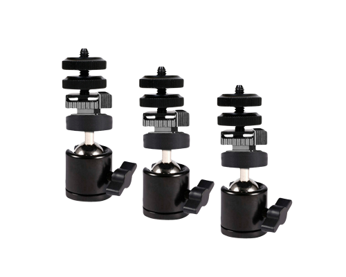 Комплект крепления для камер на штатив: 3 адаптера PAZ-14, 3 переходника AD2 с гайками и 3 шарнира с резьбой 1/4