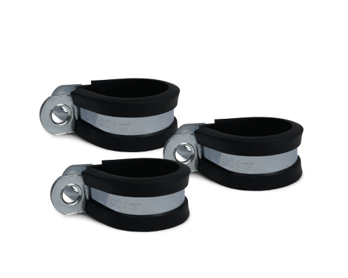 Хомут-скоба Руббер диаметр 24 мм с резиновым уплотнителем оцинкованная сталь, 3 шт