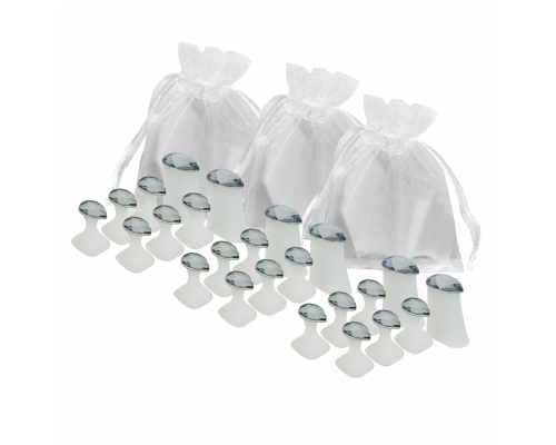 Разделители пальцев для педикюра, прозрачные каплевидные камни, 3 комплекта в мешочках