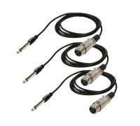 Кабель для микрофона, разъем 6.5mm XLR-Jack 6.3mm, 1.5 м, 3 шт