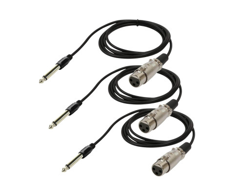 Кабель для микрофона, разъем 6.5mm XLR-Jack 6.3mm, 1.5 м, 3 шт