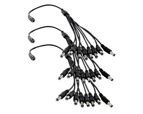 Разветвитель питания на 8 штекеров DC 2.1/5.5 мм, длина 40 см, черный, 3 шт