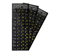 Наклейки на клавиатуру, 3шт, русские и английские буквы, желтый белый цвет