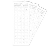 Наклейки на клавиатуру прозрачные 3шт, русские буквы, белый цвет
