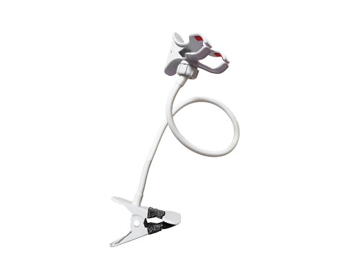 Гибкий держатель-прищепка для телефона с металлическим зажимом для стола, белый