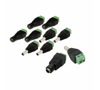 Комплект разъемов питания для камер наблюдения DC (папа) и DC (мама) с клеммной колодкой PST-DCF02 и PST-DCF01, в комплекте 10 разъемов (по 5 каждого)