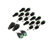 Комплект разъемов питания для камер наблюдения DC (папа) и DC (мама) с клеммной колодкой PST-DCF02 и PST-DCF01, в комплекте 20 разъемов (по 10 каждого)