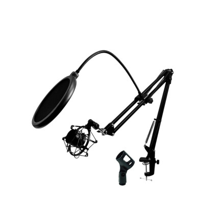 Настольная стойка пантограф ST-3594 для микрофона с металлическим пауком, поп-фильтром и усиленной струбциной с нагрузкой до 1.6 кг в твердой коробке