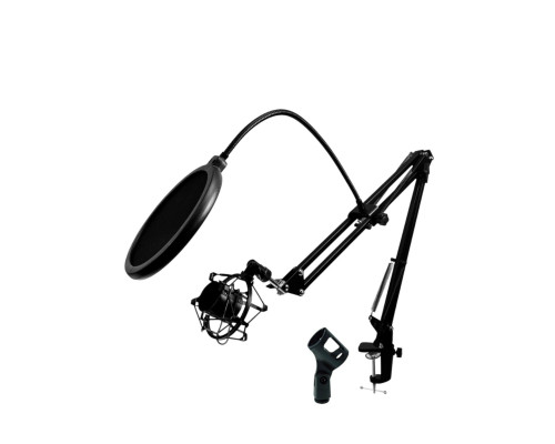 Настольная стойка пантограф ST-3594 для микрофона с металлическим пауком, поп-фильтром и усиленной струбциной с нагрузкой до 1.6 кг в твердой коробке