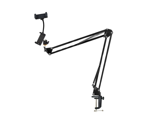 Настольная стойка пантограф ST-341A с усиленной струбциной, держателями телефона для горизонтальной и вертикальной съемки c нагрузкой до 1.6 кг