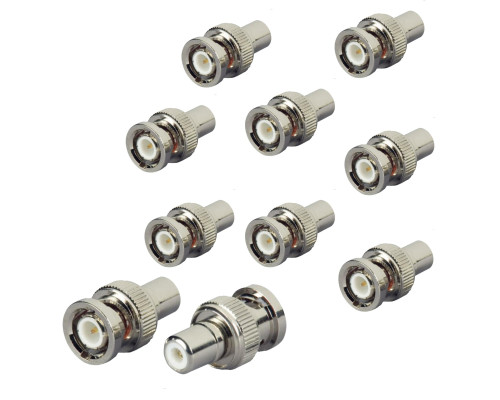 Переходник гнездо RCA (мама) - штекер BNC (папа), 10 шт