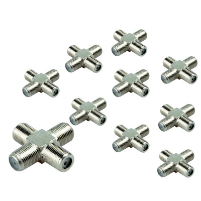 Разветвитель F (мама) на 4 гнезда (четверник), 10 шт