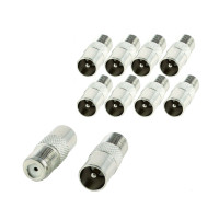 Переходник гнездо F (мама) - штекер TV (папа), 10 шт