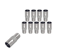 Переходник гнездо F (мама) - гнездо TV (мама), 10 шт