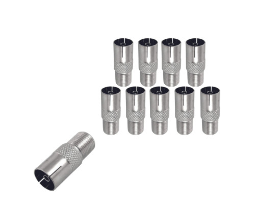 Переходник гнездо F (мама) - гнездо TV (мама), 10 шт