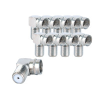 Переходник гнездо F (мама) - штекер F (папа), угловой, 10 шт