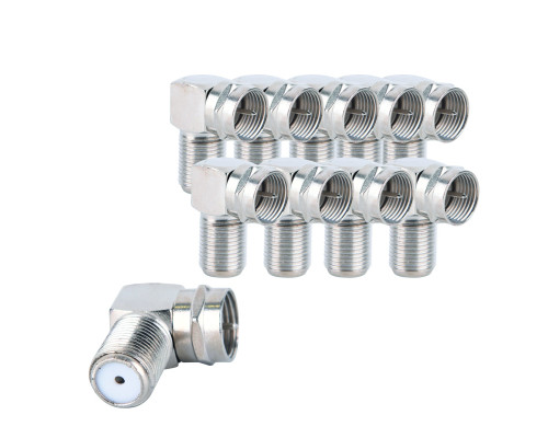 Переходник гнездо F (мама) - штекер F (папа), угловой, 10 шт