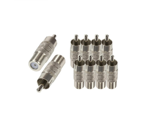 Переходник гнездо F (мама) - штекер RCA (папа), 10 шт