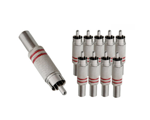 Разъем штекер RCA (папа) под винт с пружиной, 10 шт