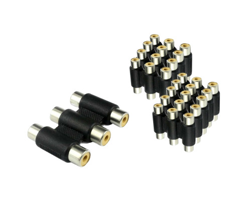 Переходник 3 гнезда RCA (мама) - 3 гнезда RCA (мама), тринокль, 10 шт
