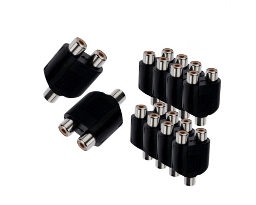 Переходник гнездо RCA (мама) - 2 гнезда RCA (мама), 10 шт