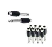 Переходник гнездо RCA (мама) - штекер моно (2 pin) jack 6.35 мм (папа), 10 шт